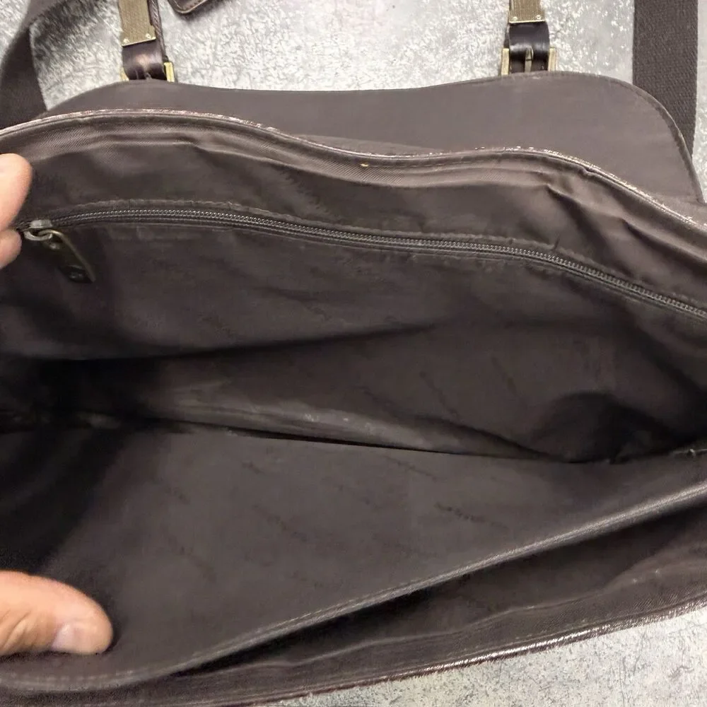 Samsonite Colombian Leather Flap-Over Messenger Bag Laptop Brown Minimalist